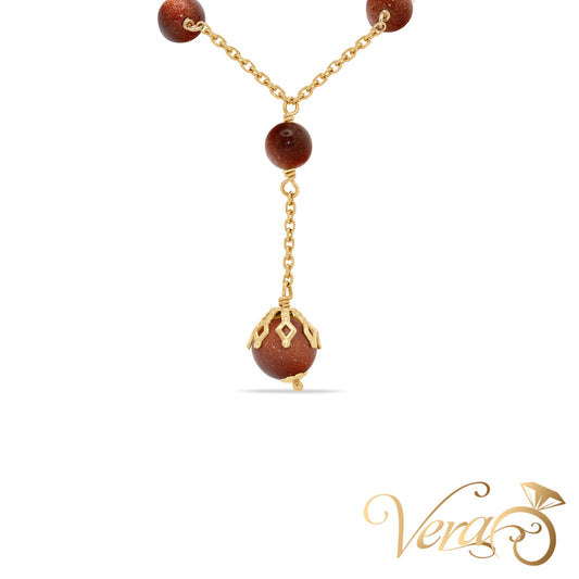 14K Yellow Gold Rosary-Style Sphere Chain with Aventurine – 19", 11.82g