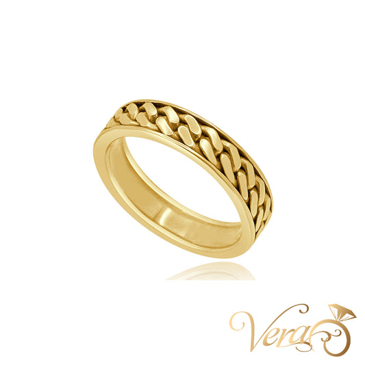 14K YG Cuban Link Band Ring, Size 9, 7.6g - Vera Jewelry in Miami