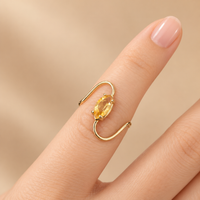 14K YG Women Ring LAB Citrine, Size 6.5, 1.3g