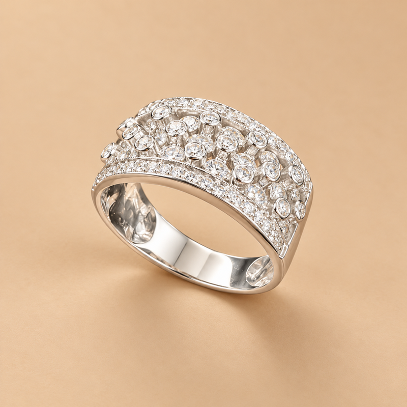 14K WG Diamond Band Ring 0.70 ct NAT, Size 7.25, 5.3g