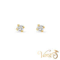 14K Yellow Gold Solitaire Stud Earrings with Natural Diamonds, 2mm, 0.04ct