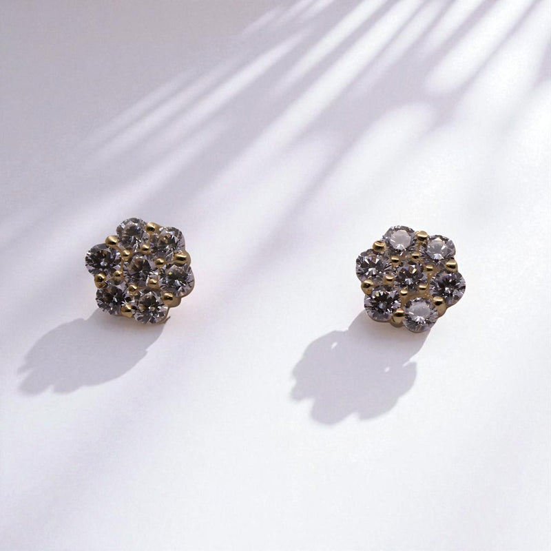 14K Yellow Gold Rosetta Cubic Zirconia Earrings