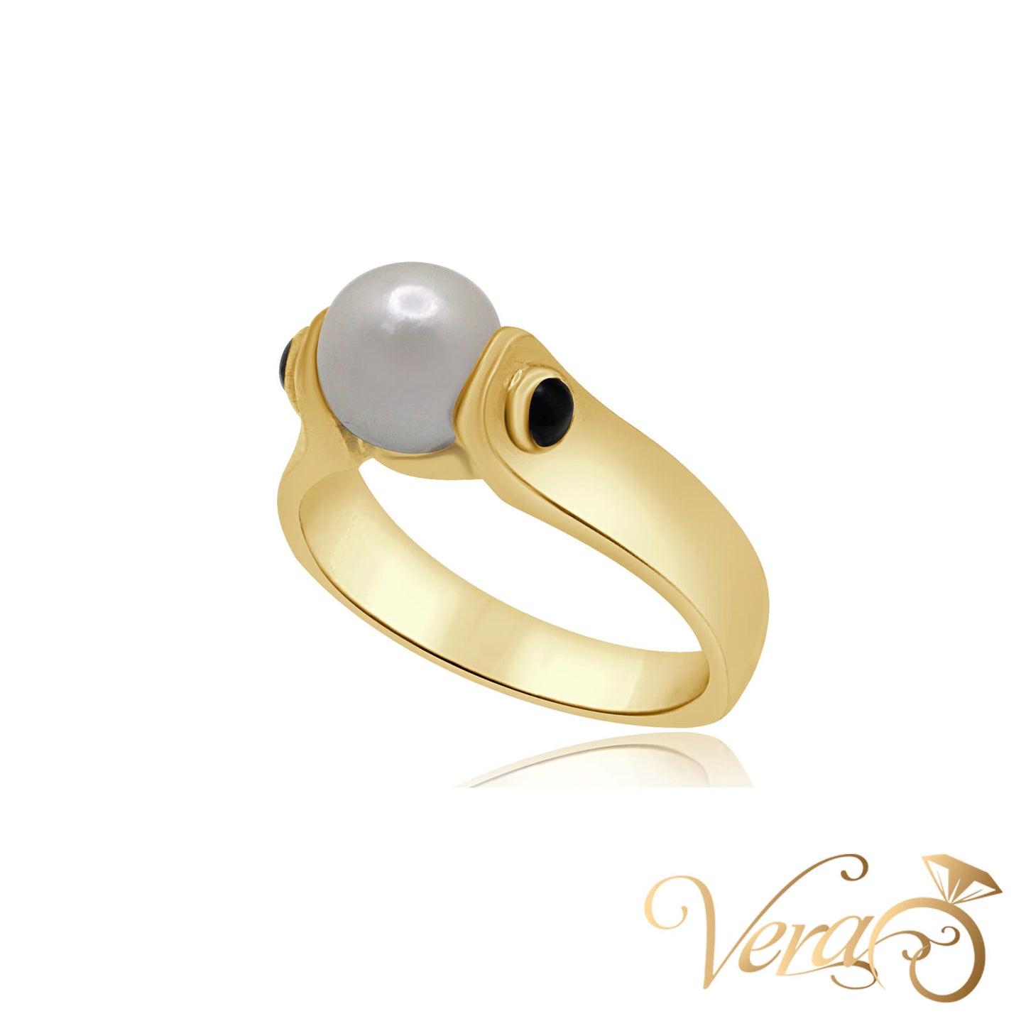 14K YG Women Ring Sapphire & Pearl, Size 6.25, 5.6g