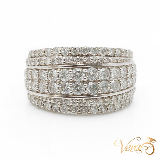 10K White Gold Pavé Diamond Band Ring with 2.50 ct Natural Diamonds, Size 7, 5.54g