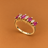 14K YG Vintage Ring 0.06 ct NAT & Ruby, Size 5.5, 2.5g