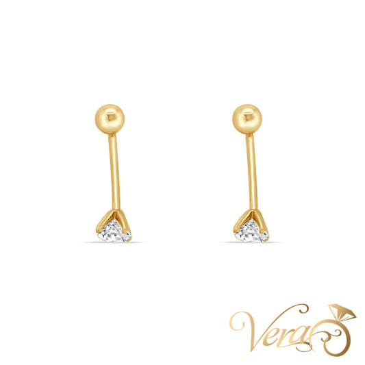 10K Yellow Gold Belly Button Piercing with CZ - Vera Jewelry in Miami