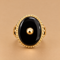 14K YG Women’s Ring Onyx Oval, Size 5, 3.9g