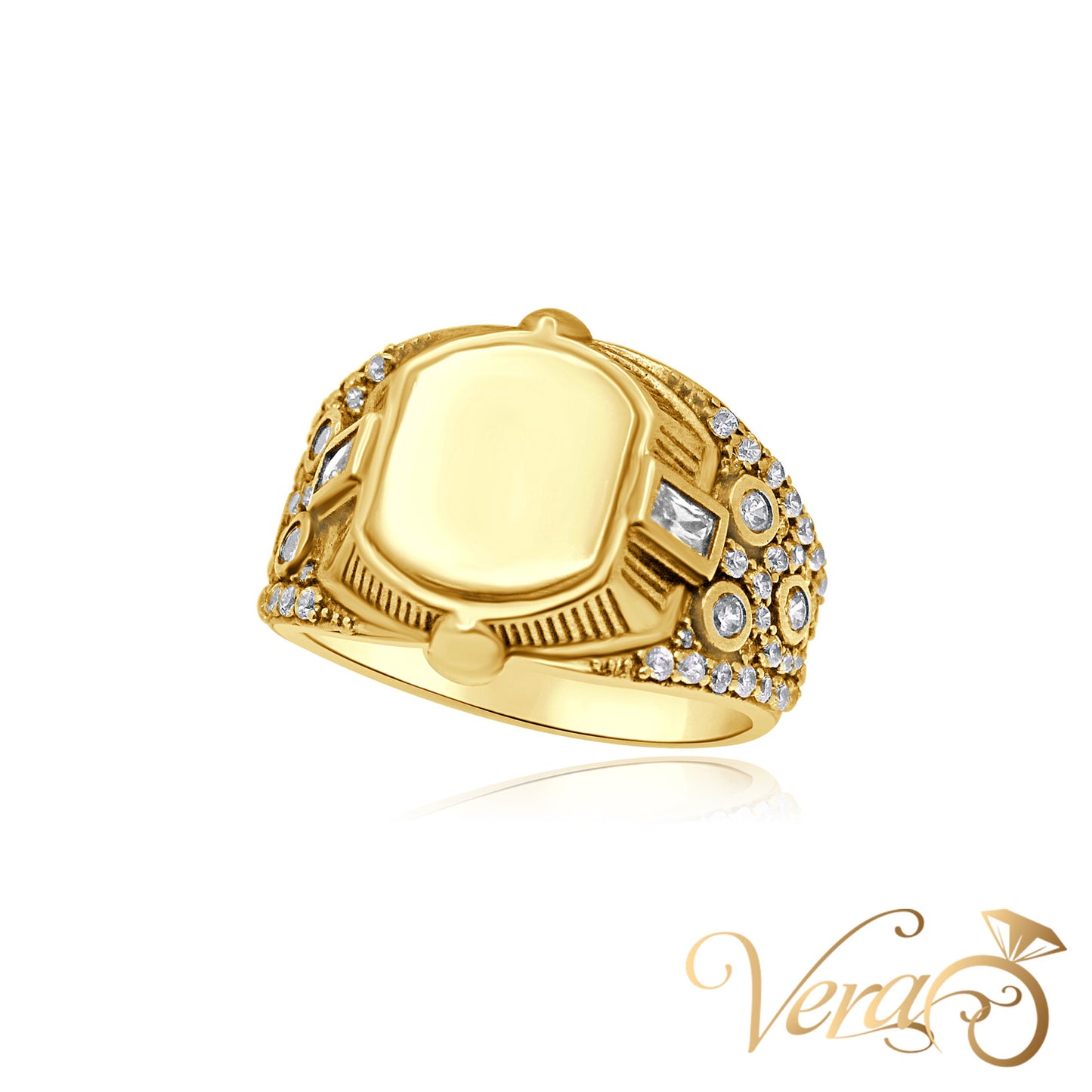 10K Yellow Gold Men’s Ring with CZ, Size 11, 8.0g