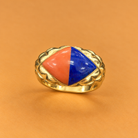 14K YG 7.0g Lapis Lazuli Ring 6.5 sz Women