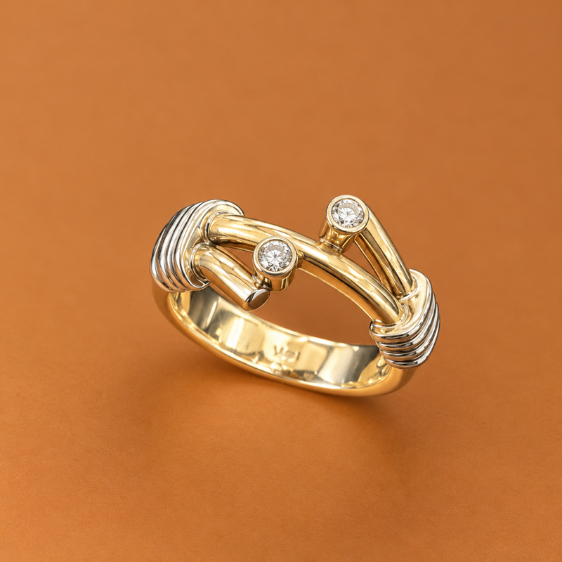 14K YG Women’s Ring 0.08 ct NAT, Size 6.5, 7.2g