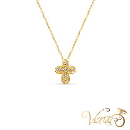 14K White Gold Crucifix Pendant Necklace with 0.15 ct Natural Diamond – 16", 1.27g