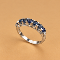 18K WG Women Ring Sapphire, Size 5.5, 3.1g