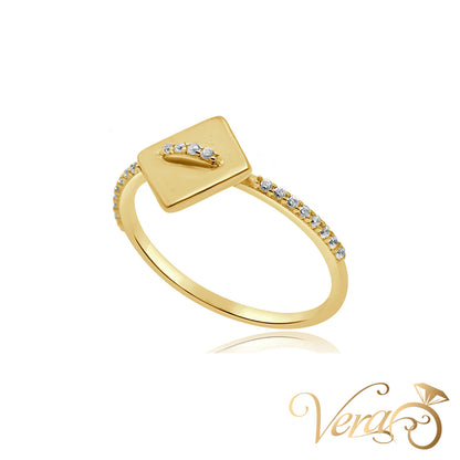 10K Yellow Gold Women Ring Cubic Zirconia, Size 7.25, 1.5g