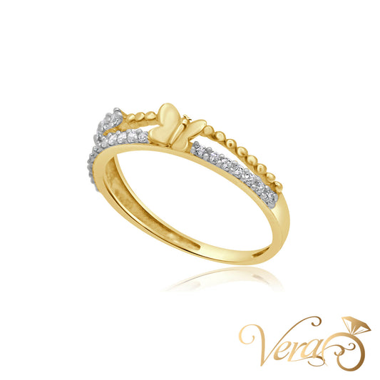 14K YG Women Ring CZ, Size 7, 1.3g - Vera Jewelry in Miami