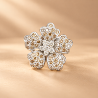 18K WG Women Ring 1.25 ct NAT Champagne, Size 7, 6.9g