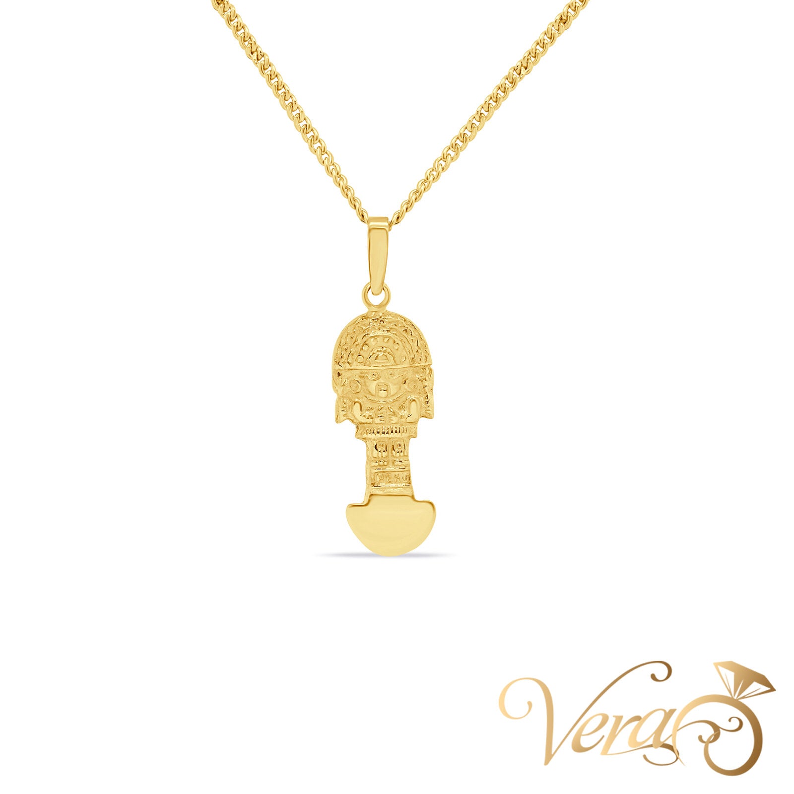 18K Yellow Gold Tumi Pendant  36mm - Vera Jewelry in Miami