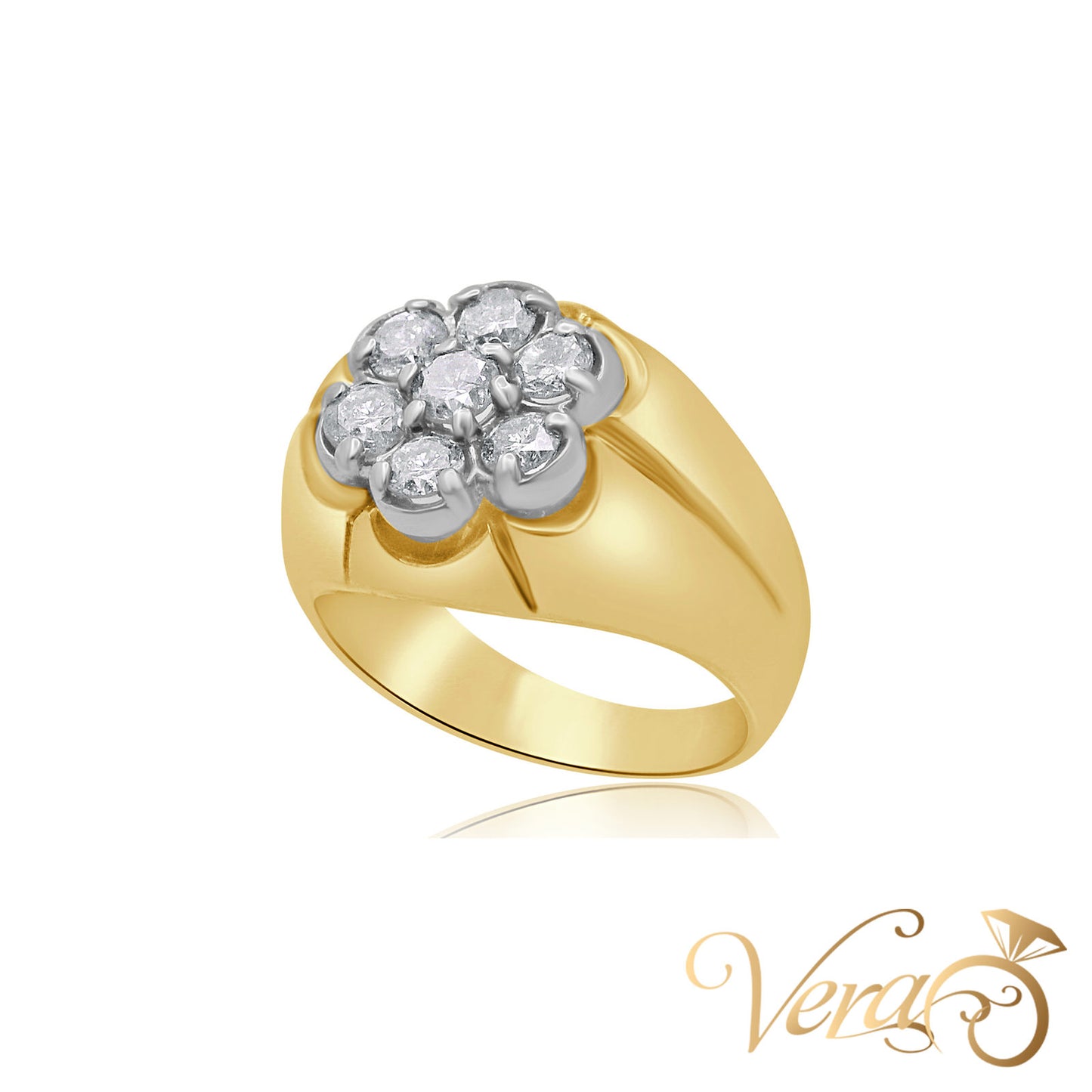14K Yellow Gold Men’s Ring with 1.40 ct Natural Diamond, Size 9, 10.1g
