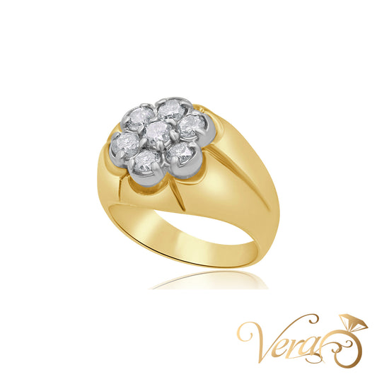14K Yellow Gold Men’s Ring with 1.40 ct Natural Diamond, Size 9, 10.1g - Vera Jewelry in Miami