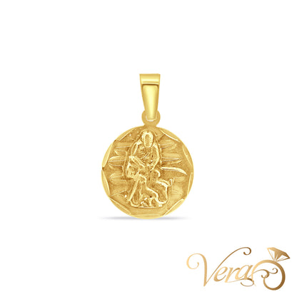 14K Yellow Gold San Lázaro Medal Pendant – 25mm