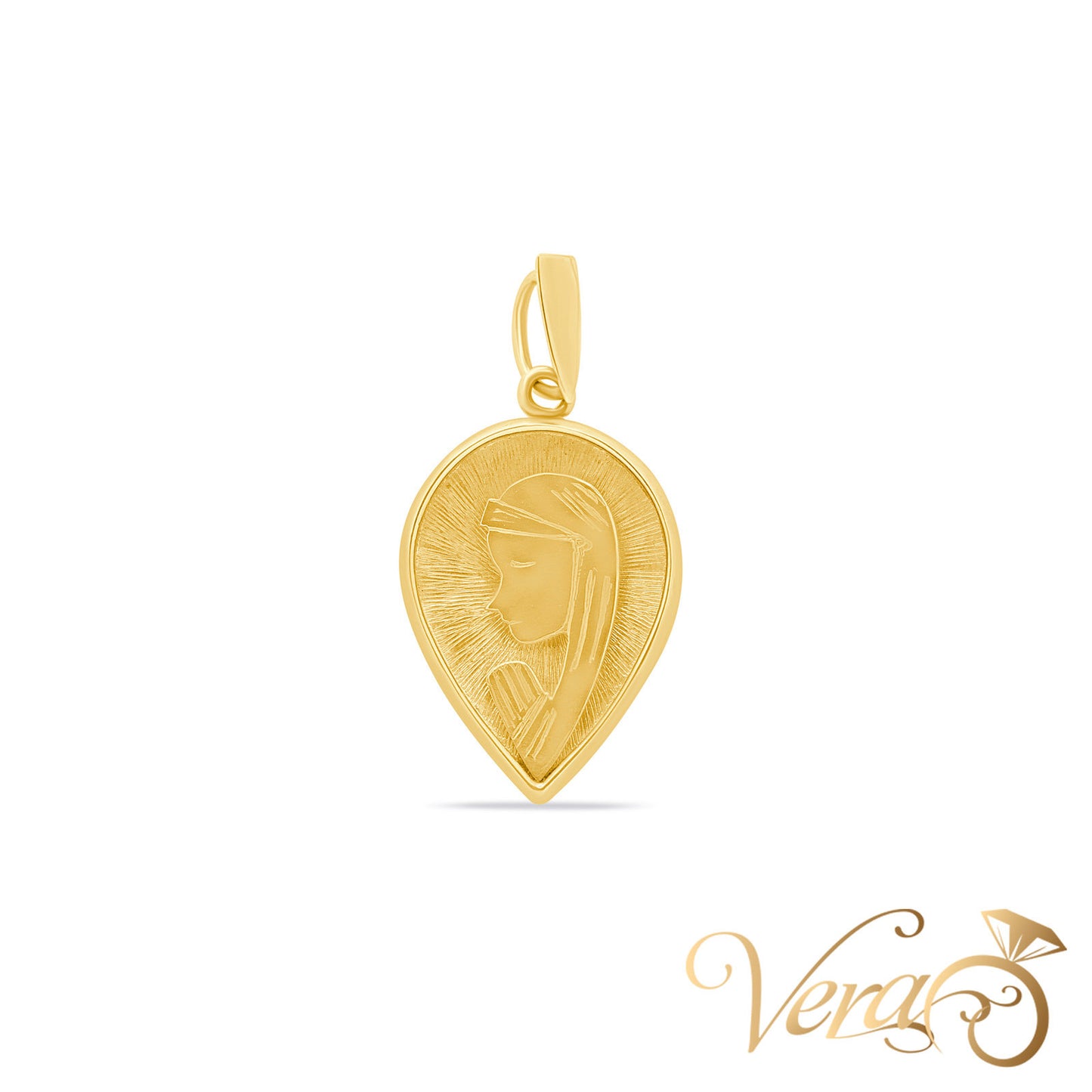 18K Yellow Gold Virgin Mary Pendant – 39mm