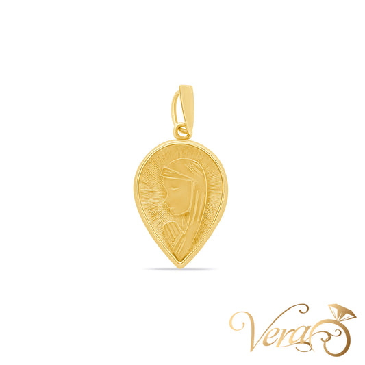 18K Yellow Gold Virgin Mary Pendant – 39mm
