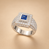 18K WG Women Ring 0.70 ct NAT & Sapphire, Size 6.25, 8.4g