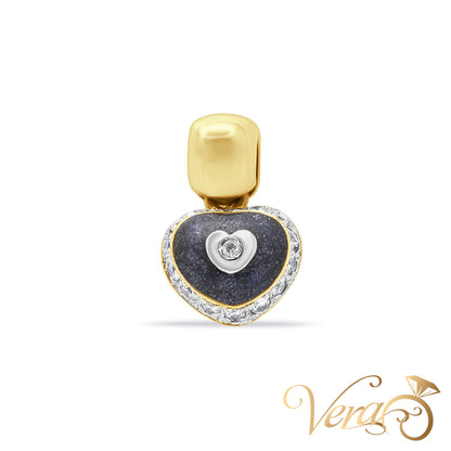 18K Yellow Gold Heart Pendant with Cubic Zirconia – 18mm