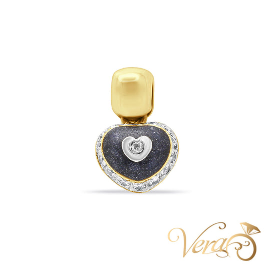 18K Yellow Gold Heart Pendant with CZ – 18mm