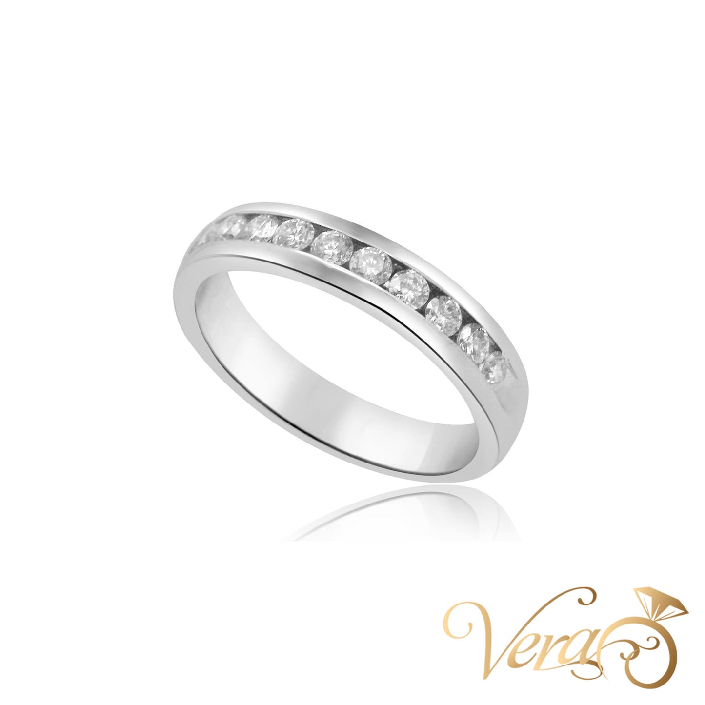 14K WG Diamond Band Ring 0.50 ct NAT, Size 6, 3.7g