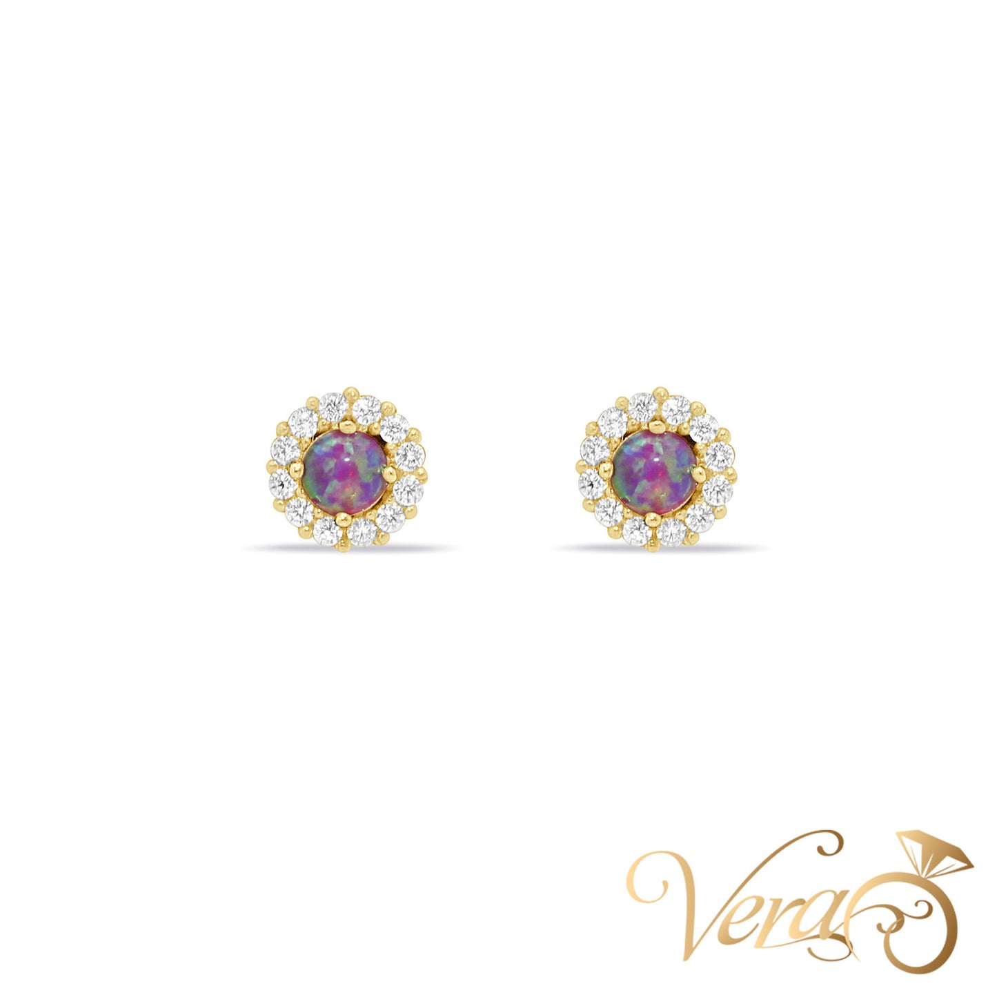 14K Yellow Gold CZ Stud Earrings, 5mm