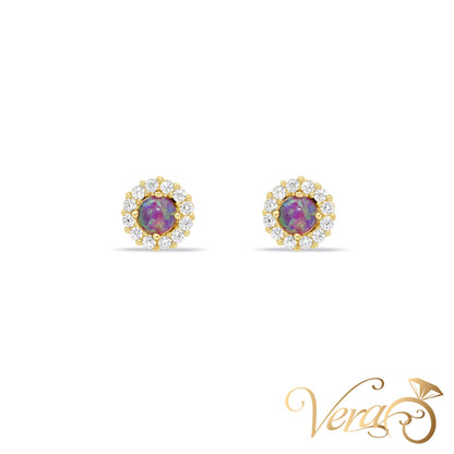 14K Yellow Gold Cubic Zirconia Stud Earrings, 5mm