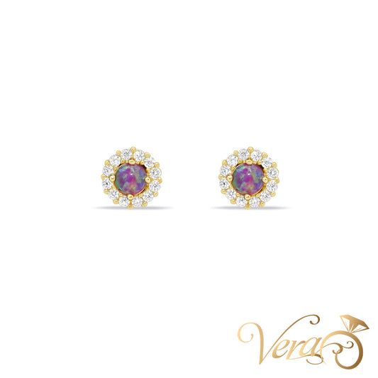 14K Yellow Gold CZ Stud Earrings, 5mm