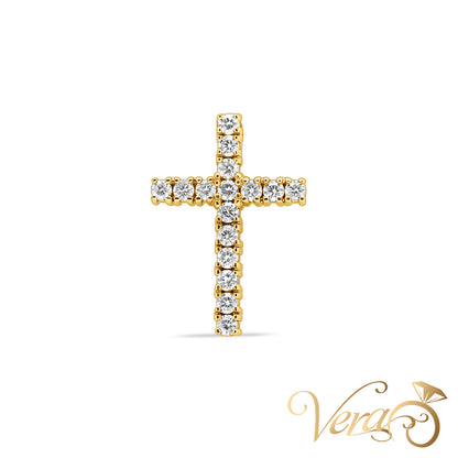 14K Yellow Gold Crucifix Pendant with 1.20 ct Diamonds – 32.5mm