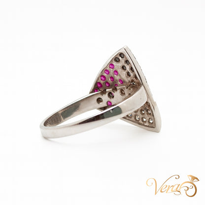 14K White Gold Trilliant Cut Ring with Cubic Zirconia (CZ), Size 7.25, 3.2g