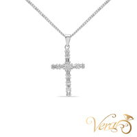 18K White Gold Crucifix Pendant with CZ – 35mm