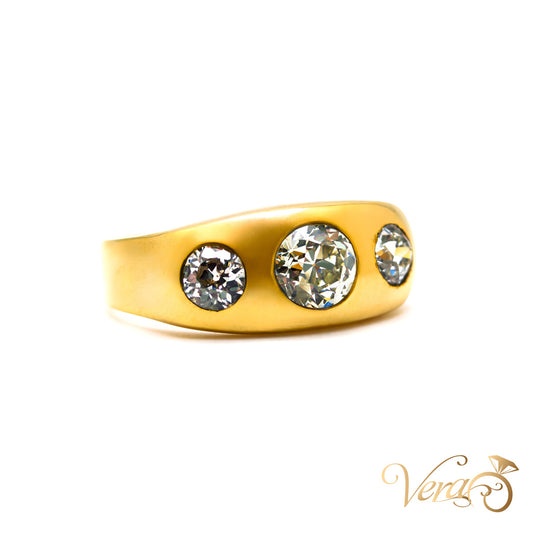 10K Yellow Gold Gypsy Ring with 1.50 ct Natural Diamond, Size 8, 6.42g