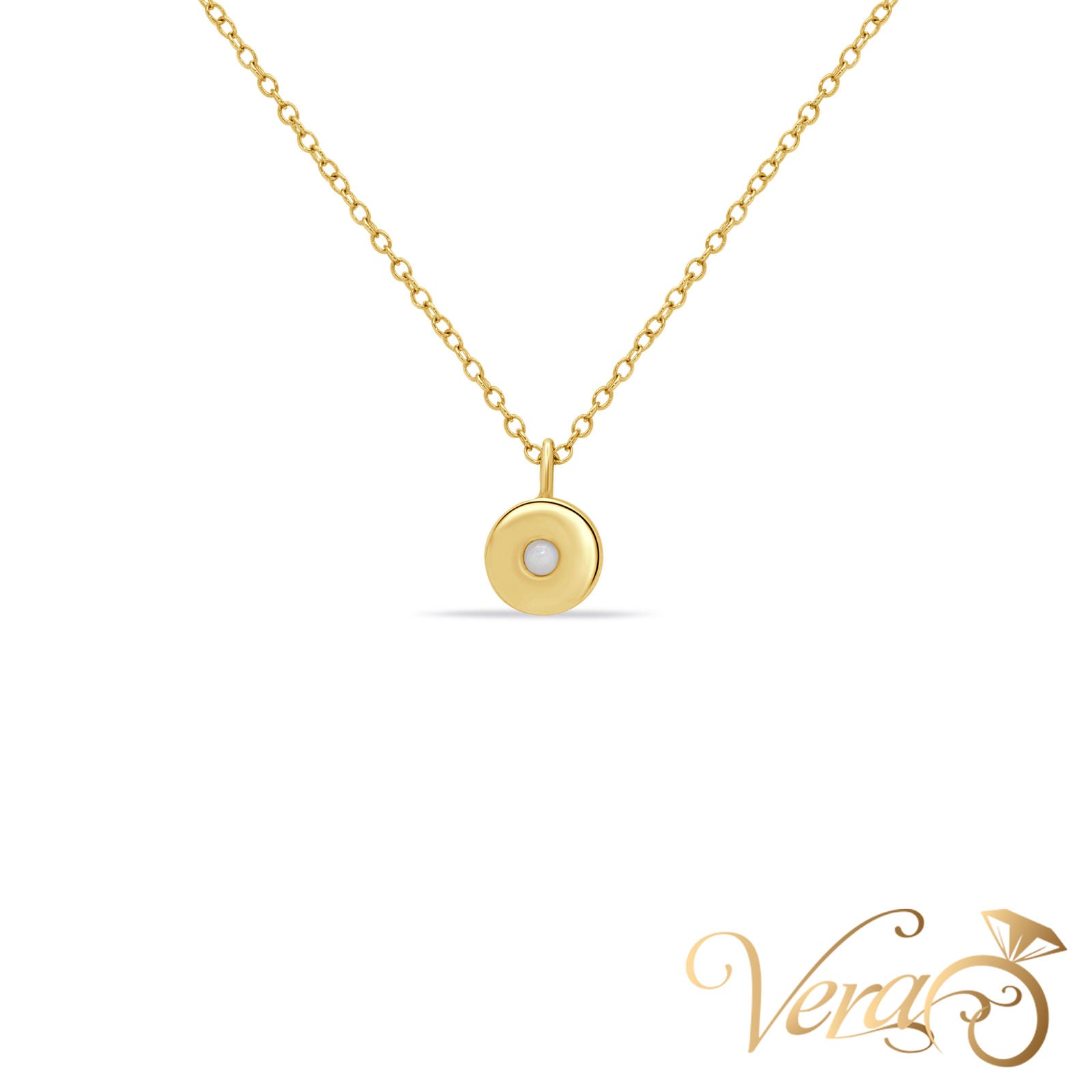 14K Yellow Gold Pearl Pendant Necklace  18", 1.71g - Vera Jewelry in Miami