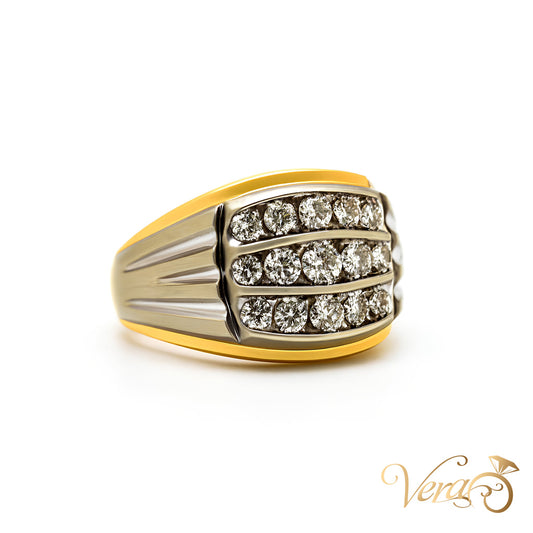 10K Yellow Gold Vertical Bar Ring with 1.20 ct Natural Diamond, Size 10, 7.9g