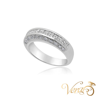 18K White Gold Women Ring 0.85 ct NAT, Size 6.5, 6.2g