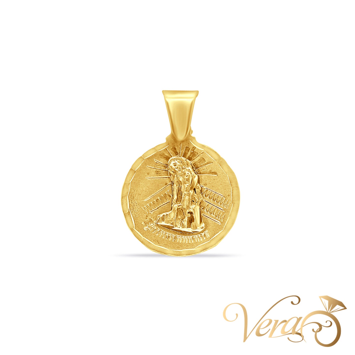 10K Yellow Gold San Lázaro Medal Pendant – 26mm