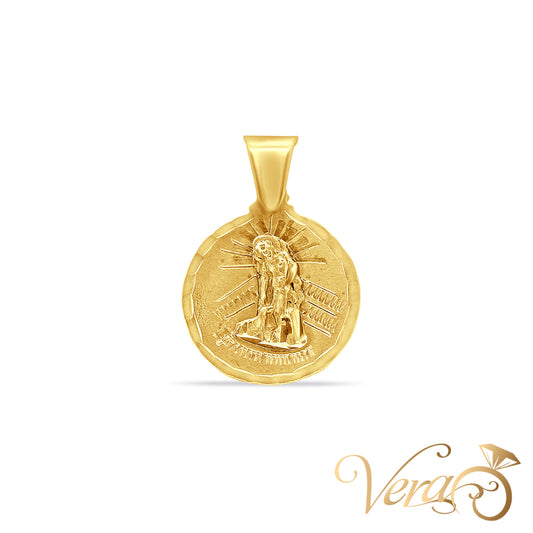 10K Yellow Gold San Lázaro Medal Pendant – 26mm