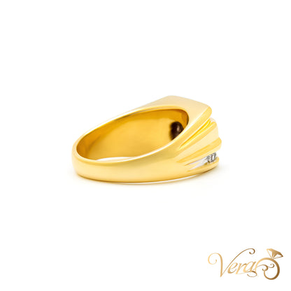 14K Yellow Gold Diagonal Channel Ring with 0.40 ct Natural Diamonds, Size 10.25, 8.5g