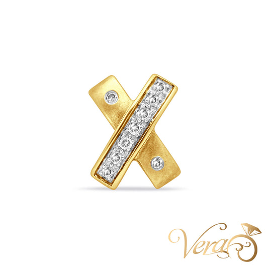 14K Yellow Gold Diamond Cross Pendant with 0.15 ct – 16mm