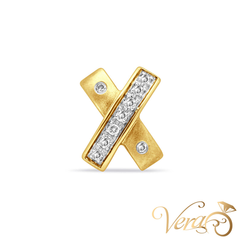 14K Yellow Gold Diamond Cross Pendant with 0.15 ct – 16mm