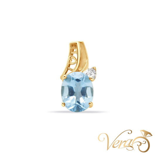 10K Yellow Gold Topaz Pendant  19mm - Vera Jewelry in Miami