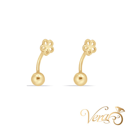 14K Yellow Gold Belly Button Piercing with Flower Design