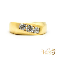 10K Yellow Gold Square Rolo Ring with 1.40 ct Natural Diamonds, Size 12, 8.8g