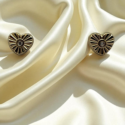 14K YG Heart Burst Cubic Zirconia Earrings