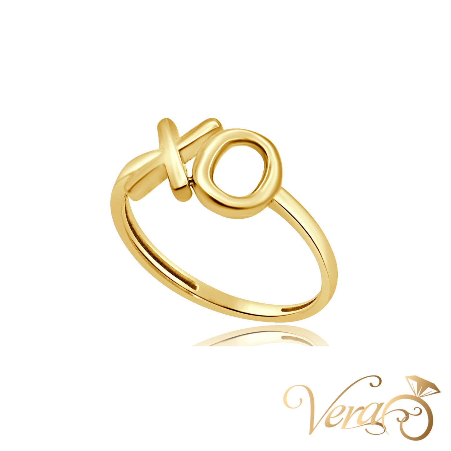 10K YG XO Ring, Size 6.25, 1.2g