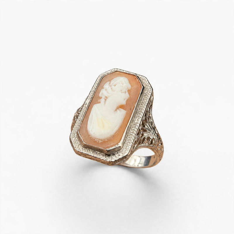 14K White Gold Vintage Ring, Size 6, 2.8g